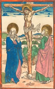 Kristus på korset mellem jomfruen og Johannes, 1493. af Albrecht Dürer