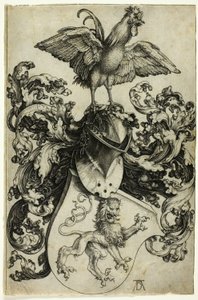 Våbenskjold med løve og hane af Albrecht Dürer