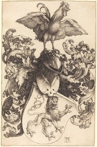 Våbenskjold med en løve og en hane af Albrecht Dürer