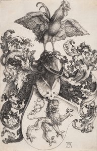Våbenskjold med en løve og en hane af Albrecht Dürer
