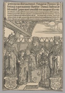 Kongres og dobbelttrolovelse i Wien, tavle 23 fra historiske scener fra kejser Maximilian I