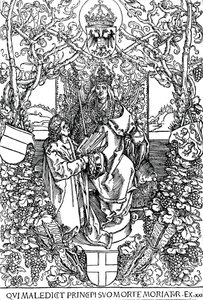 Conrad Celtes præsenterer sin bog The Four Books of Love for Maximilian I, 1502 1906 af Albrecht Dürer