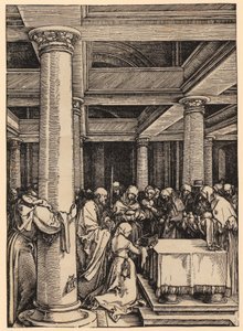 Fremstillingen i templet, blad 13 fra serien "Jomfru Marias liv" af Albrecht Dürer