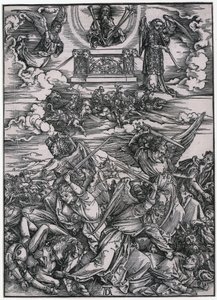 Englekamp, figur VII, blad 9 i serien »Apokalypsen« af Albrecht Dürer