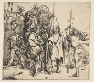 Fem fodsoldater og en bereden tyrker, ca. 1495. af Albrecht Dürer
