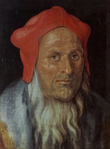 Tysk: Portræt af en skægget mand med rød kasket Portræt af en mand af Albrecht Dürer
