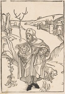 Gerson som pilgrim, frontispice til Gersonis Opera, 1489.n.d. af Albrecht Dürer