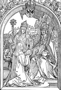 Hrotsvitha præsenterer sin bog til kejser Otto I, 1501 1906 af Albrecht Dürer