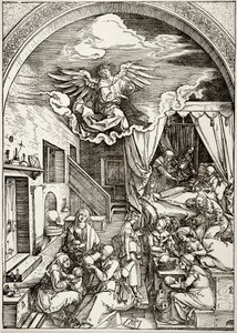 Jomfru Marias liv: Jomfru Marias fødsel (Bartsch 80) af Albrecht Dürer