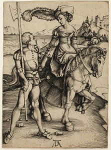 Dame til Hest og Landsknecht af Albrecht Dürer