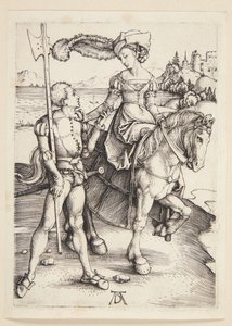 Dame til hest og lansquenet af Albrecht Dürer