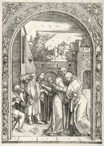 Jomfruens liv: Joachim og Anna omfavner under den gyldne port af Albrecht Dürer