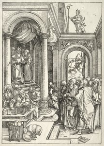 Jomfruens liv: Præsentation af den unge jomfru i templet, 1504-1505. af Albrecht Dürer