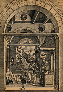 Maria Verkundigung, Bebudelsen, c1503. af Albrecht Dürer