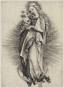 Maria med langt hår på måneseglen af Albrecht Dürer