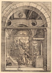 Jomfru Marias bebudelse, blad 8 i serien »Marias liv« af Albrecht Dürer