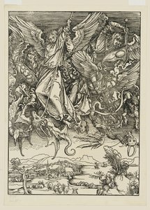 Mikael og hans engle kæmper mod dragen af Albrecht Dürer