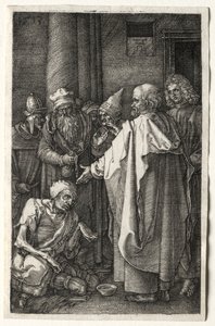 Peter og Johannes helbreder den krøbling ved templets port, 1512. af Albrecht Dürer