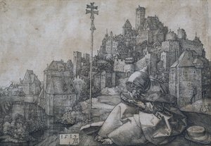 Sankt Antonius foran byen, 1519 af Albrecht Dürer