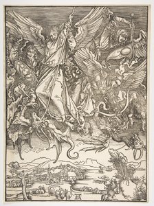 Sankt Michael og dragen, fra Apokalypsen, ca. 1498. af Albrecht Dürer