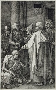 Sankt Peter og Johannes helbreder en lam ved templets port af Albrecht Dürer