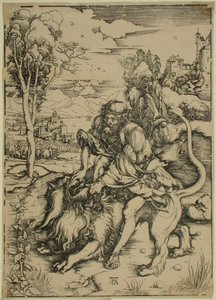 Samson kæmper mod løven af Albrecht Dürer