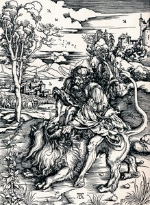 Samson Rending the Lion, 1497 1906 af Albrecht Dürer