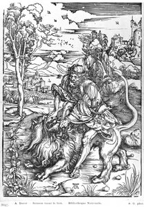 Samson dræber løven, ca. 1496-98 af Albrecht Dürer