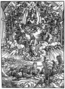 Scene fra Apokalypsen, Johannes foran Gud Faderen og de fireogtyve ældste, 1498, 1936. af Albrecht Dürer