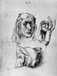 Selvportræt med en pude, 1493, 1936 af Albrecht Dürer