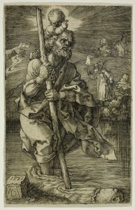 St. Christopher vender mod højre af Albrecht Dürer