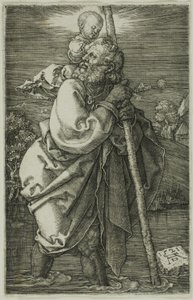 St. Christopher vender mod venstre af Albrecht Dürer