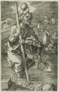 St. Christopher vender mod højre af Albrecht Dürer