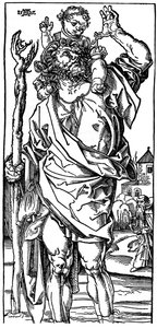 St. Christopher bærer Kristusbarnet, 1525, 1936 af Albrecht Dürer