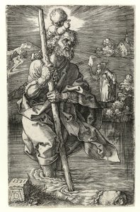 St Christopher mod højre, 1521 af Albrecht Dürer
