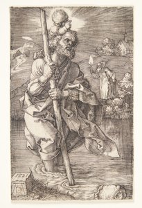St. Christopher vender mod højre af Albrecht Dürer