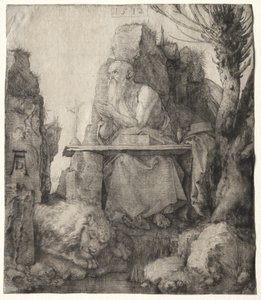 St. Jerome sidder i nærheden af en pollard pil af Albrecht Dürer