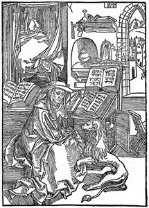 Sankt Jerome i sit arbejdsværelse, der trækker en torn fra en løvepote, 1492, 1936 af Albrecht Dürer
