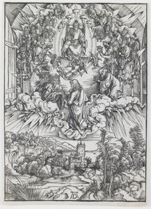 Johannes før Gud og de ældste, fra serien "The Apocalypse" af Albrecht Dürer