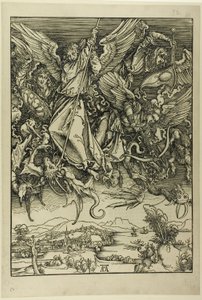 St. Michael Fighting the Dragon, fra The Apocalypse af Albrecht Dürer