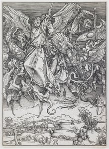 St. Michael Fighting the Dragon, fra serien "The Apocalypse" af Albrecht Dürer
