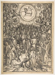 Tilbedelsen af lammet, fra Apokalypsen, latinsk udgave, 1511, 1511. af Albrecht Dürer