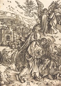 Englen med nøglen til det bundløse hul, sandsynligvis ca. 14961498. af Albrecht Dürer