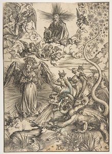 The Apocalyptic Woman, fra The Apocalypse, Latin Edition, 1511, 1511. af Albrecht Dürer