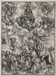 Udyret med syv hoveder og Udyret med lammehorn. af Albrecht Dürer