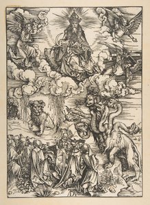 Udyret med to horn som et lam, fra Apokalypsen, latinsk udgave 1511, ca. 1496. af Albrecht Dürer