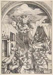 Jomfruens fødsel, fra Jomfruens liv, ca. 1503. af Albrecht Dürer