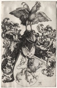Våbenskjoldet med en løve og hane af Albrecht Dürer