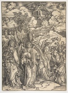 De fire engle holder vindene, fra Apokalypsen, tysk udgave, 1498, ca. 1498. af Albrecht Dürer