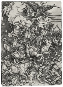 The Four Horsemen of the Apocalypse, ca 1498 af Albrecht Dürer